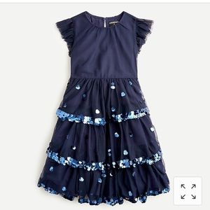 Crewcuts Girls 12 Tiered Tulle Sequin Navy Blue Dress Holiday Party j Crew